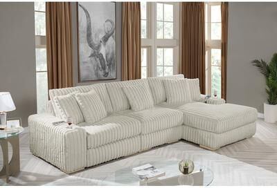 Best Quality Furniture 3pc Reversible Sectional w/ 2Cupholders and 2 USBs.