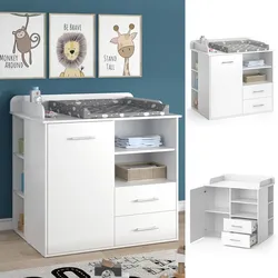 Vicco Wickelkommode Wickeltisch Wickelschrank Lea Weiß Wickelaufsatz Schublade