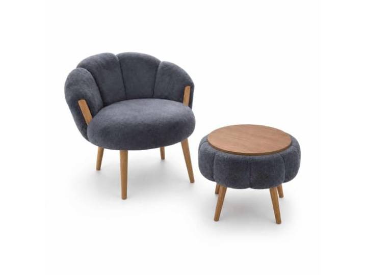 Hanah Home Elegant Wing Chair & Coffee Table Set (3 Pieces), Anthracite 100% Melamine Coated, 18mm Thickness, Super Soft Fabric Perfect for Modern Living Spaces