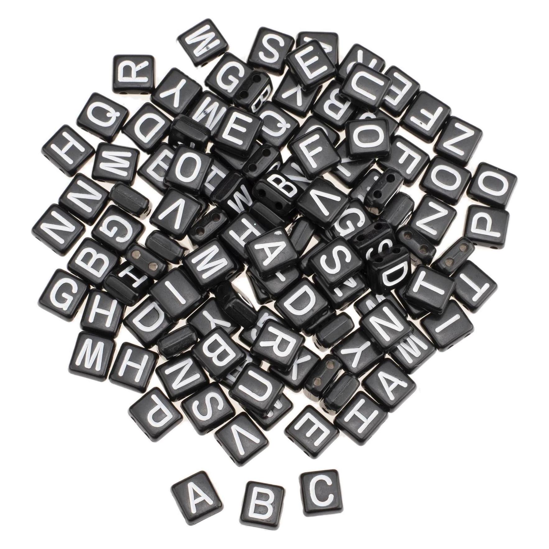 Glorex Buchstabenperlen Kunststoff, ca. 110 Stk, 5 mm, schwarz (61630310)
