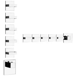 Gessi Rettangolo, Fertigmontageset mit 5 separaten Wegen, einzelne Rosetten, 43220031, Farbe: Chrom