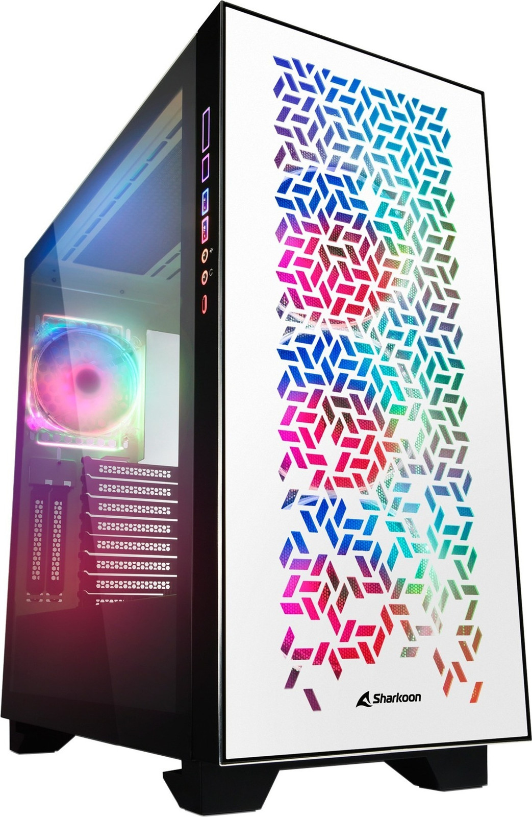 Sharkoon ELITE SHARK CA300H Gaming PC Tower - Wit - Metaal en Gehard glas - ATX, E-ATX, Micro-ATX, Mini-ITX