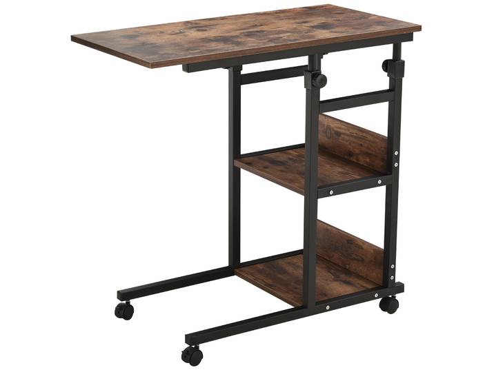 HOMCOM bijzettafel op wielen, multifunctioneel, 4 planken, in hoogte verstelbaar, stijlvol en praktisch, zwart Aosom.nl