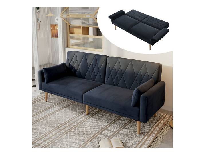 Odikalo 2-Sitzer Schlafsofa Relaxsofa Freizeitsofa Verstellbare Samtstoff Mehrfarbig