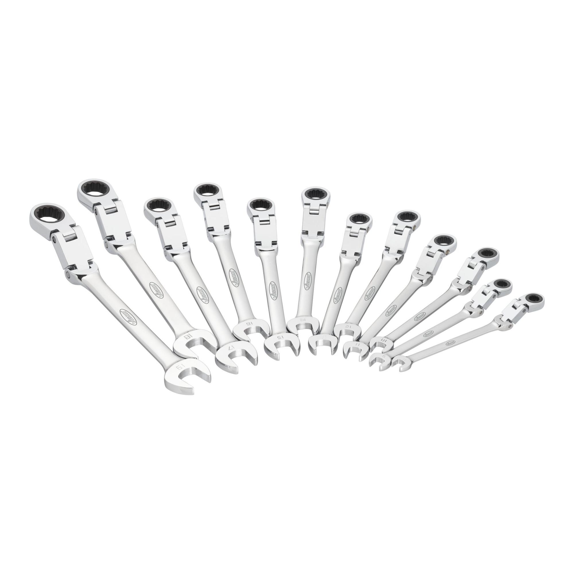 VIGOR Doppelgelenk Ratschen-Ring-Maulschlüssel Satz V6752/12 12 teilig)