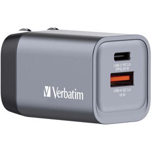 Verbatim USB-Ladegerät GNC-35, GaN, 35 Watt, 1x USB-C und 1x USB-A, 2 Ports, Schnellladegerät