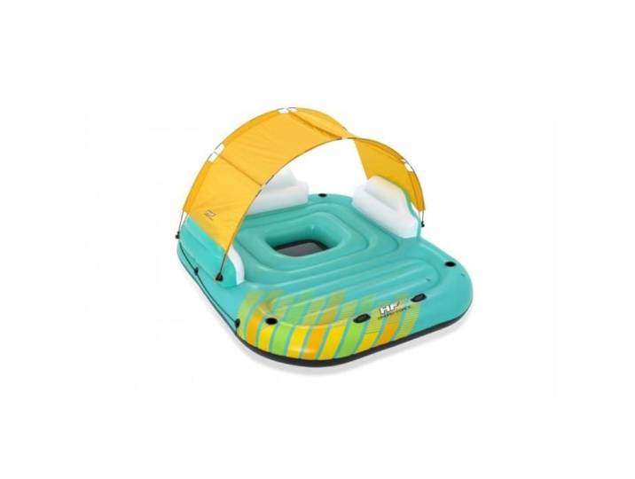 Salon flottant - BESTWAY - Sunny Lounge - 5 personnes - Parasol amovible - 5 porte-gobelets