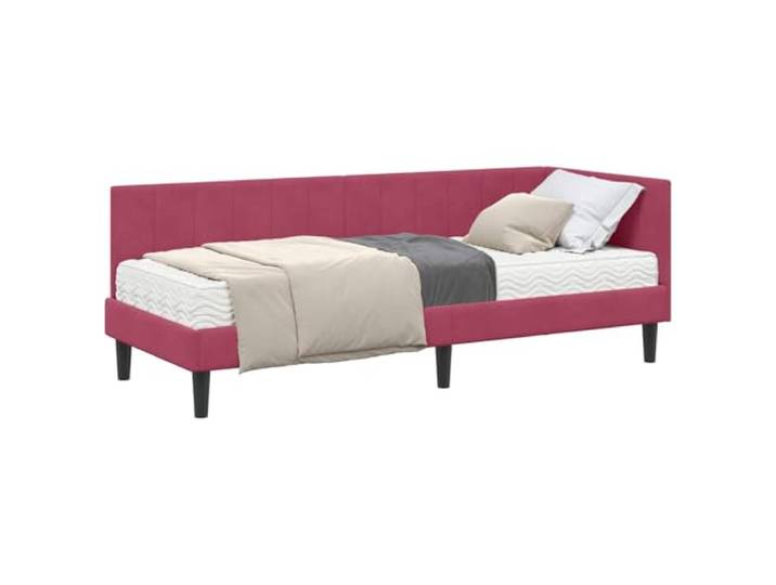 PUGYNBK Eck-Bettgestell mit Matratze, 2 Stück, Grün, Samt Massivholz, mittelfester Schaumstoff, gepolstertes Kopfteil, Verwendung als Sofa, Reinigung mit trockenem Tuch