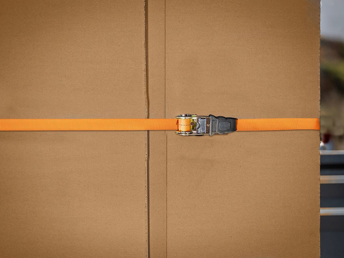 Spanngurt LAS, orange (orange, schwarz), B:2,5cm L:500cm, Polyester, Spanngurte, Spanngurt orange, schwarz Einheitsgröße