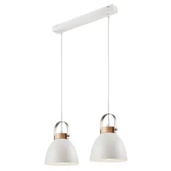 Bioledex Junges Wohnen Pendelleuchte Esszimmerlampe 2x E27 weiß Metall, Holz
