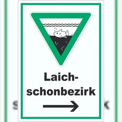 HB-Druck Laichschonbezirk Richtungspfeil rechts Aufkleber A1 (594x841mm)