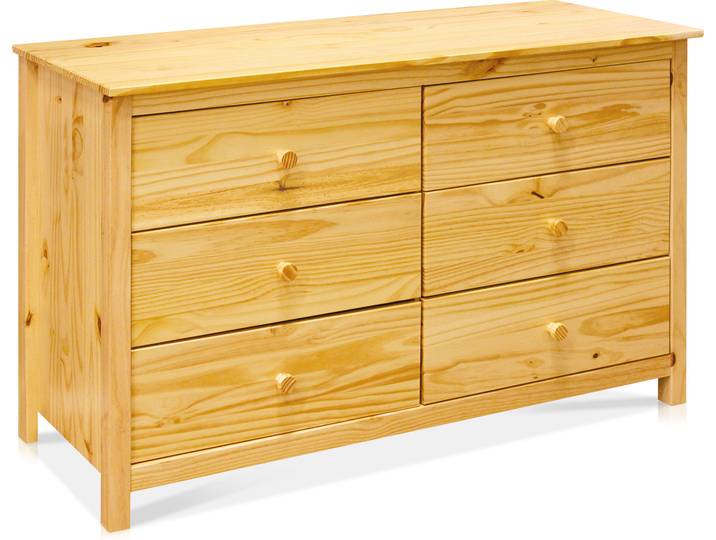 TOBINO Kommode mit 6 Schubladen, Material Massivholz, Kiefer