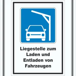 HB-Druck Liegestelle zum Laden von PKWs Autos aufladen Symbol und Text Aufkleber A2 (420x594mm)