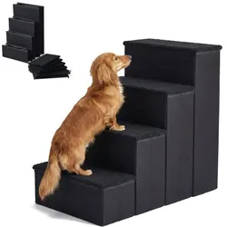 Relaxdays Faltbare Hundetreppe mit Stauraum Schwarz