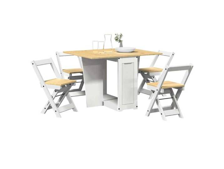 Ensemble à manger papillon 5 pcs Corona pliable blanc bois pin ensemble de table à manger table et chaises à 3295717