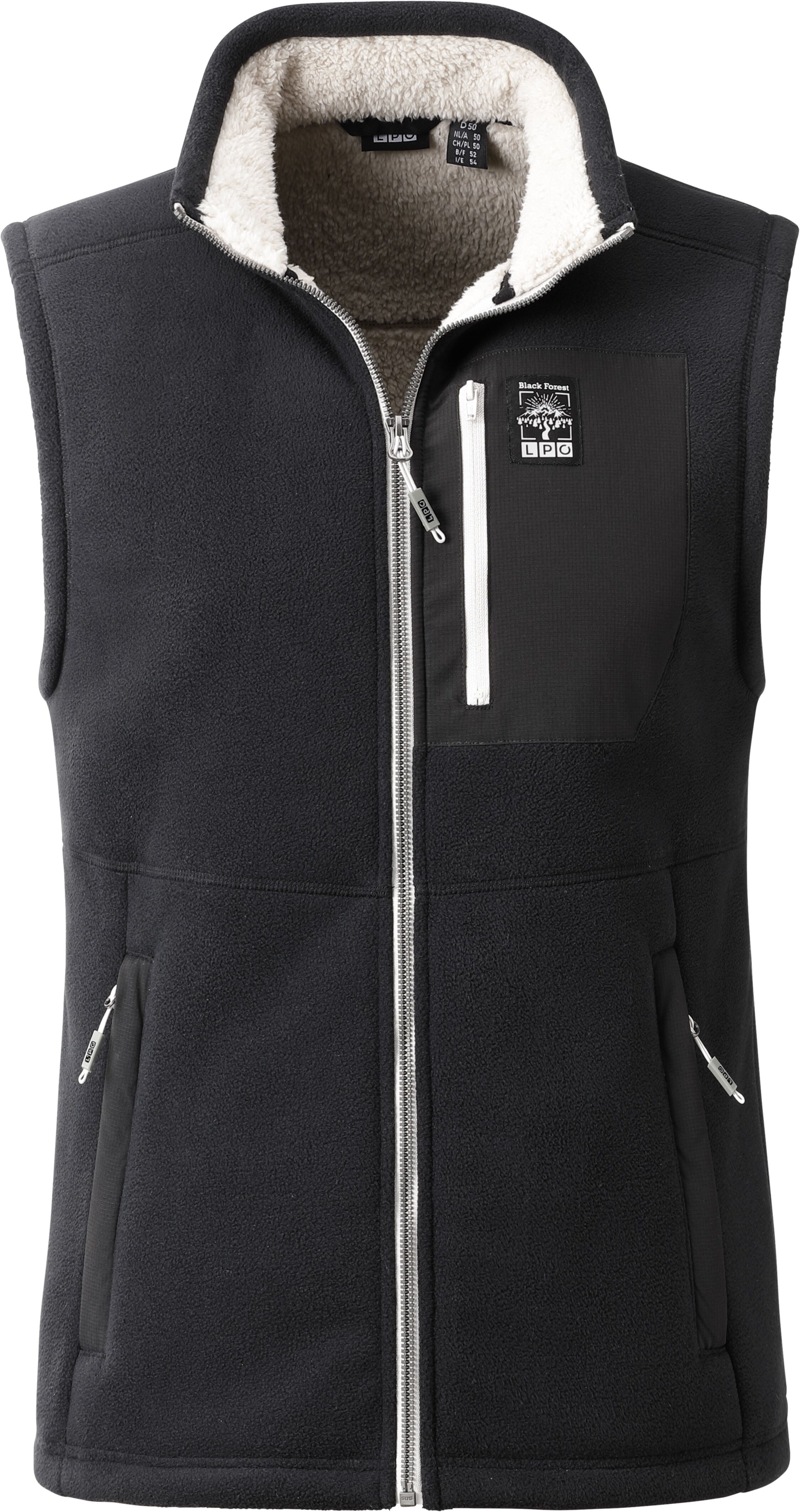 Fleeceweste LPO "Ravin", Herren, Gr. XL, schwarz, Fleece, 100% Polyester, regular fit hüftbedeckend, Westen Fleeceweste, mit Langhaarfleece schwarz XL