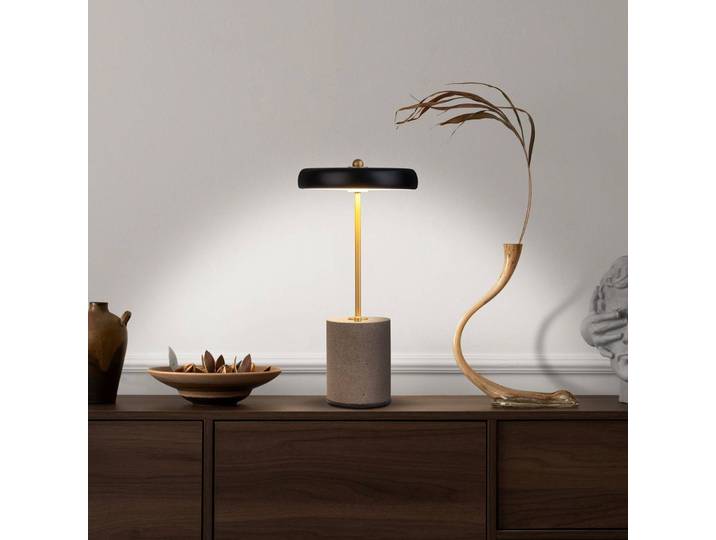 Näve LED Tischlampe Seta, dimmbar, alu / grau / zink, für Wohn- / Esszimmer, Beton, Modern, LED Tischlampe