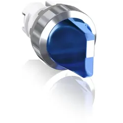 ABB M3SS2-21L Leuchtwahlschalter, blau, beidseitiger Rückzug nach B rastend, Frontring Kunststoff verchromt, beleuchtbar, kurzer Drehgriff