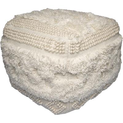Pouf KAYOOM "Bohist 125 50cm x 50cm, Strukturen mit Fransen und Quasten", beige (natural), B:50cm H:45cm T:50cm, Baumwolle, Vlies, Poufs, Pouf, handgefertigt, Unikat, sehr gut kombinierbar, vielfältig im Einsatz