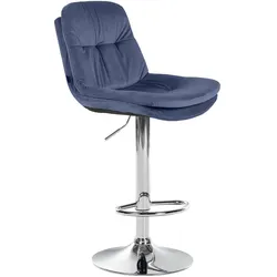 CLP Barhocker Laurel Samt chrom   Farbe: blau, Material Gestell: Metall in Chromoptik
