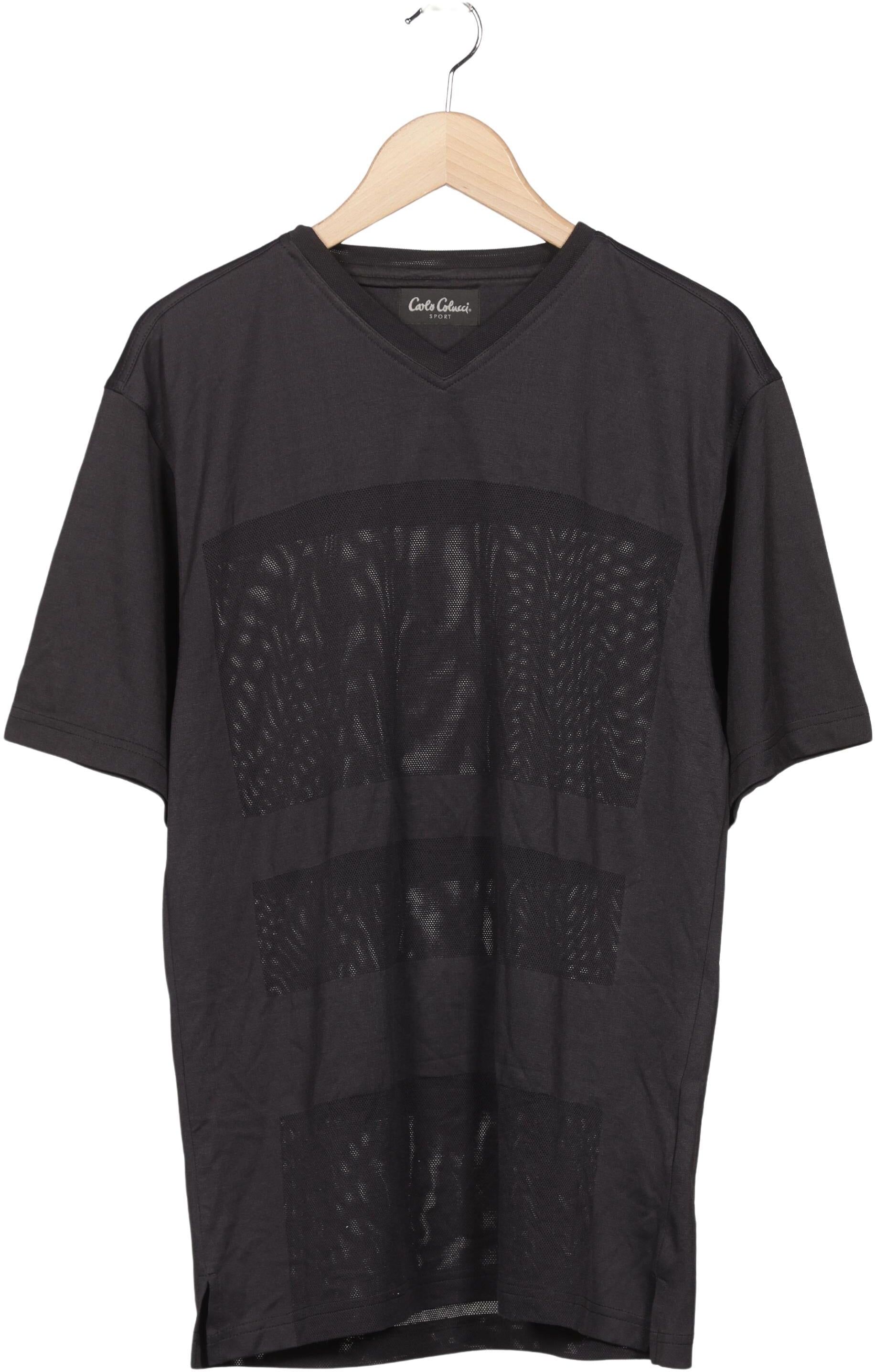 Carlo Colucci Herren T-Shirt, Schwarz, Gr. M, Synthetik - Second Hand