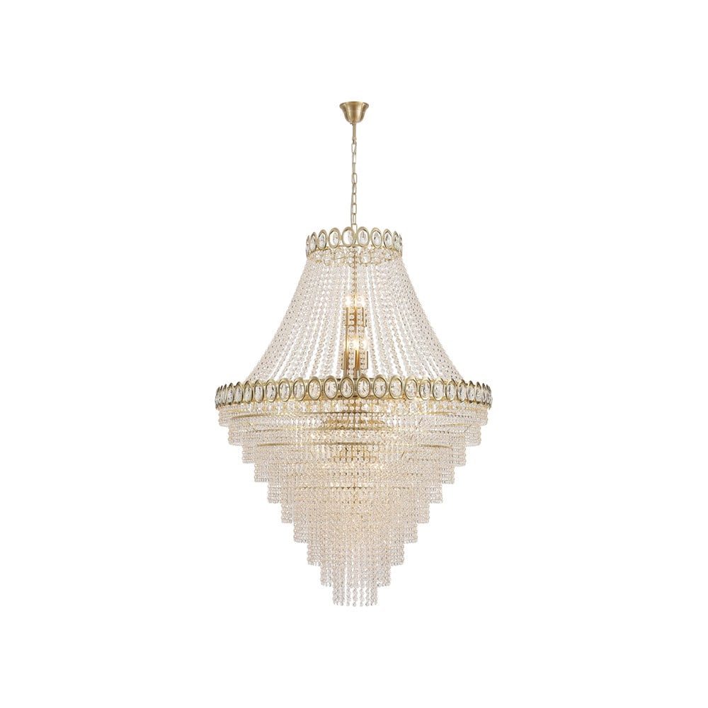 Searchlight Louis Kroonluchter goud/messing met kristal, Diameter: 100 cm