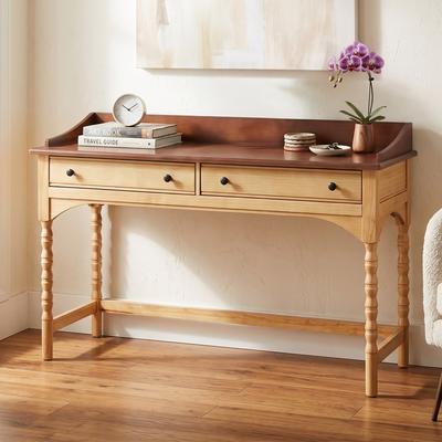 Kodotan sofa "54"" Wooden Writing Desk with 2 Storage Drawers, Multi Functional Workstation Vanity Console Table with Anti-Tipping Design"