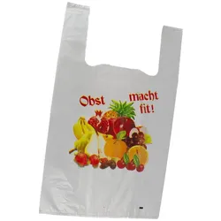 DayBays 60000 Stk. Hemdchentragetaschen 32+18x54 cm MDPE Mit Druck 'OBST MACHT FIT'