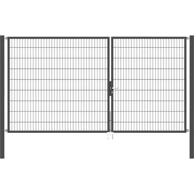 Zaundoppeltür ALBERTS "Flexo", grau (anthrazit), B:350cm H:180cm, Stahl, Tore, in verschiedenen Abmessungen