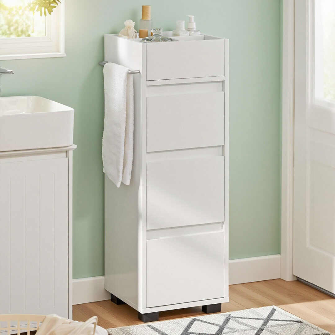 17 Stories Caela Mounting / Installation Required Bathroom Cabinet White 90cm H X 33cm W X 30cm D