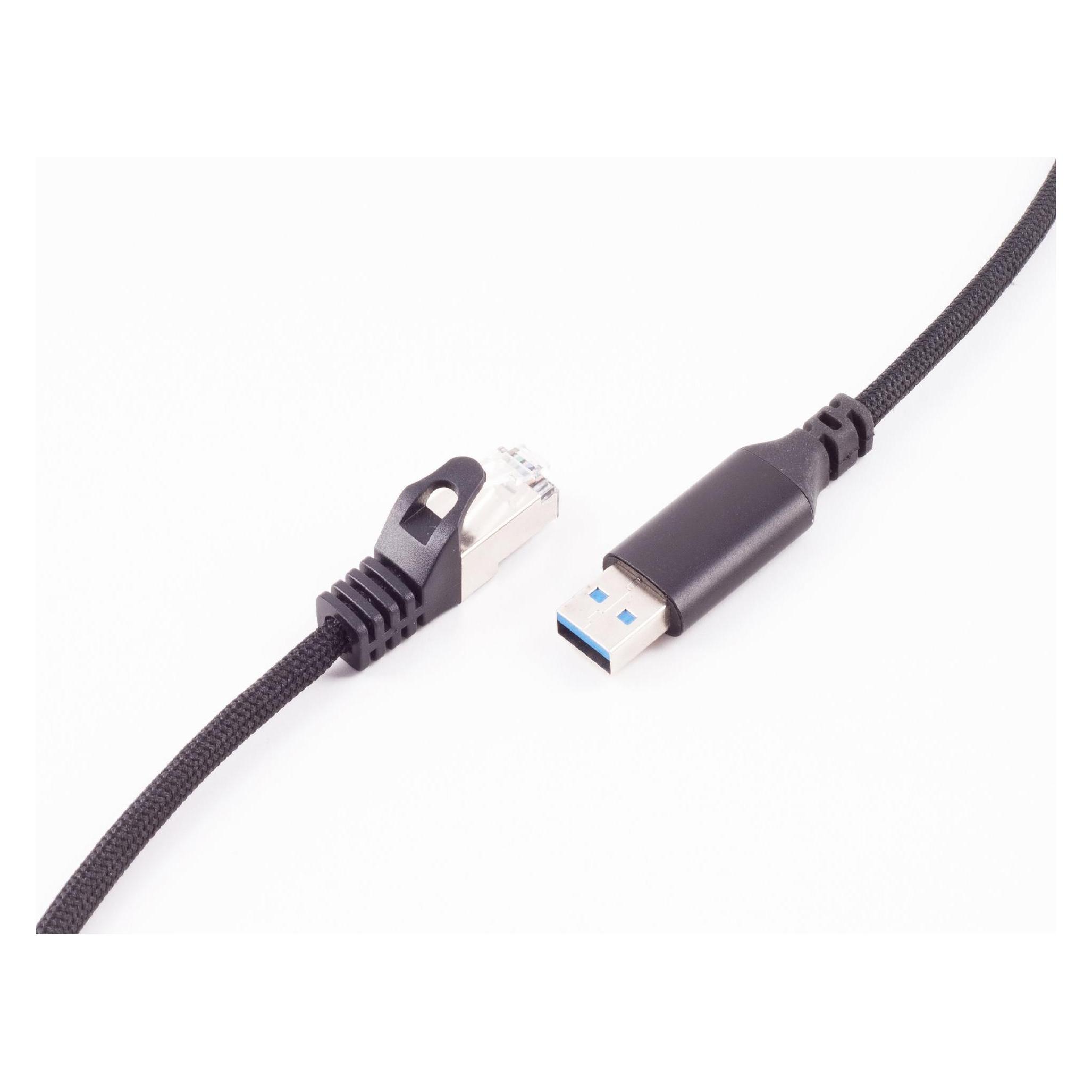 Shiverpeaks --USB-A LAN Adapterkabel 1G, USB Typ A Stecker auf RJ45, ALU, schwarz, 2m (BS14-52035) (USB) (BS14-52035)