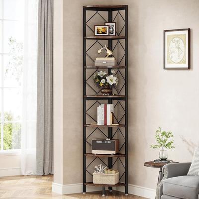 Bluebell 79-Inch Corner Book Shelf, 7-Tier Industrial Freestanding Bookcase