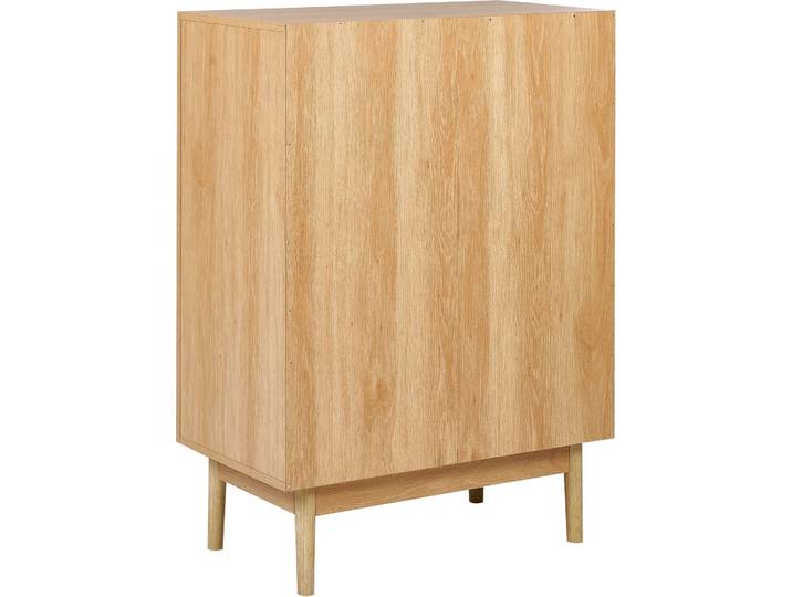 BELIANI Sideboard 2 Türen Spanplatte Rattan Vorderseite helles Holz Boho Stil
