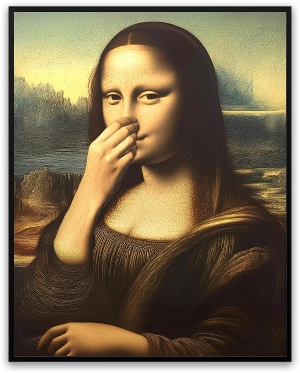 Mona Lisa Toilet Fotolijst 40 x 50 cm - Grappige WC Badkamer Schilderij - Humoristische Wanddecoratie