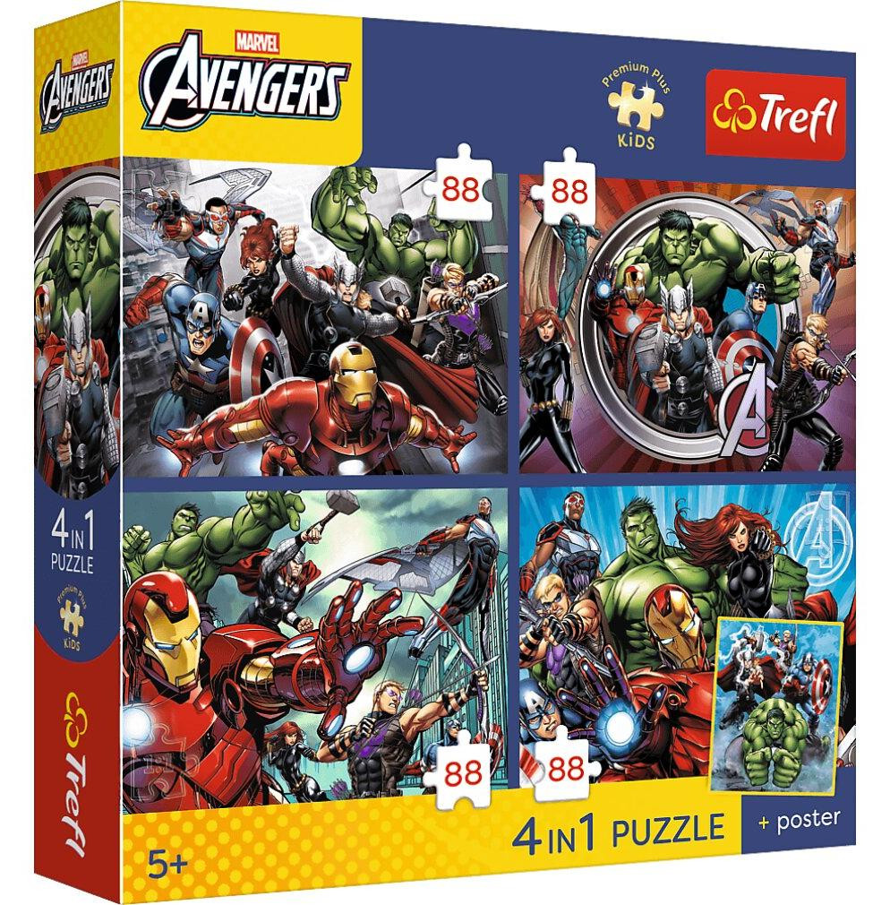 TREFL Avengers 4-in-1 Puzzel met Poster