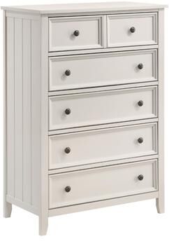 Benjara Etgo Tall Dresser Chest, White Melamine Veneer, 5 Drawers