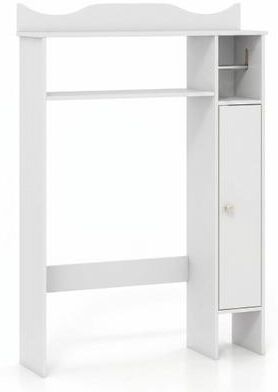 Costway Wood Over the Toilet Bathroom Space Saver with Paper Holder and Shelf-White