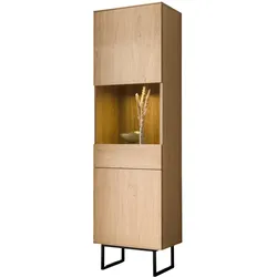 VITRINE Stone Eiche, Vitrinenschrank 58 x 200 cm, mit Push-to-Open
