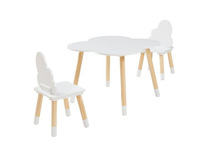 [en.casa] Kindersitzgruppe Epim, Weiß, Holz, Kiefer, 60x44x60 cm, Baby- und Kindermöbel, Kinderzimmer & Jugendzimmer, Kindersitzgruppe