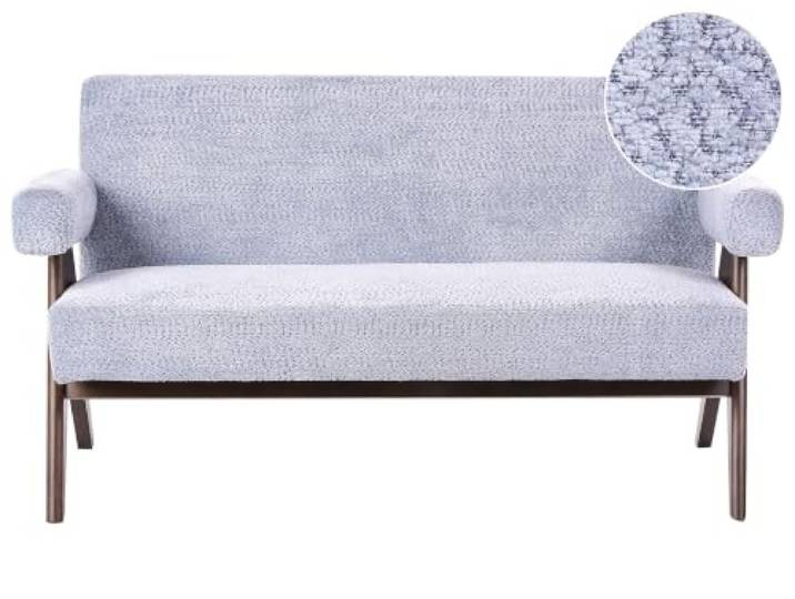 Beliani 2-Sitzer Sofa Hellblau Chenille Stoff Gepolstert mit Armlehnen Dunkle Holzbeine Freistehend Retro-Design Wohnzimmersofa Polstersofa