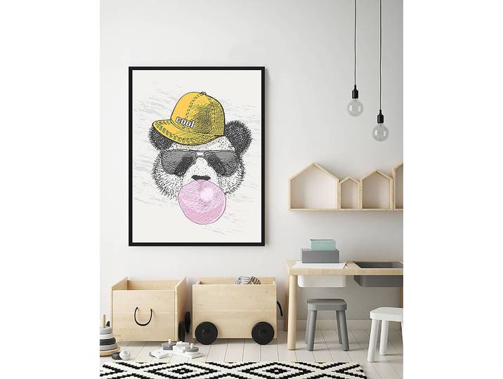 Tableau déco Panda With A Cap 63 x 83cm Multicolore