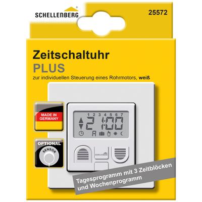 Schalter SCHELLENBERG "Plus zur Rollladensteuerung von Rohrmotoren Standard und Plus", weiß, B:8cm H:8cm, Schalter, mit Display und Wandtaster, Unterputzmontage, weiß