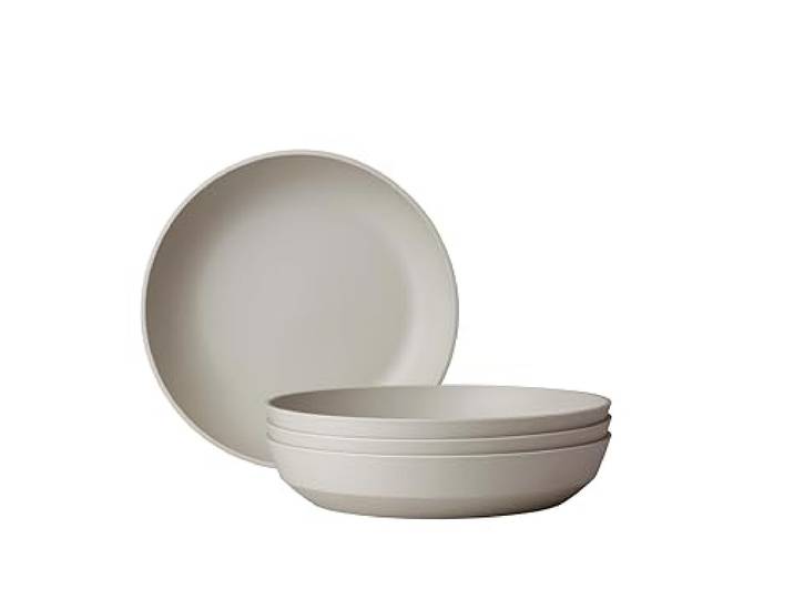 Mepal - Silueta diepe borden, 4 stuks, vaatwasser- en magnetronbestendig, kunststof borden, dinerborden, servies, 21 cm, wit (Nordic white)