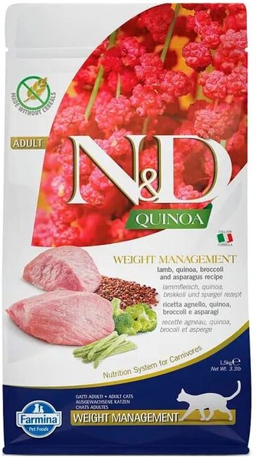 Farmina Ração Gato ND Weight Management Quinoa Borrego E Brócolos 1.5 Kg