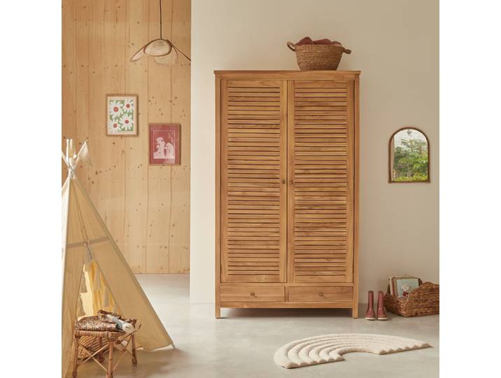Kinderkast van massief teakhout Suzette - Naturel - Teak