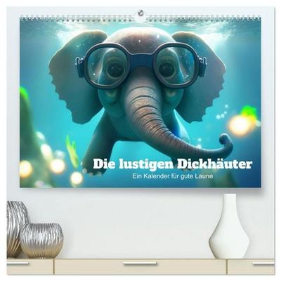 Die lustigen Dickhäuter. Ein Kalender für gute Laune (hochwertiger Premium Wandkalender 2026 DIN A2 quer), Kunstdruck in Hochglanz