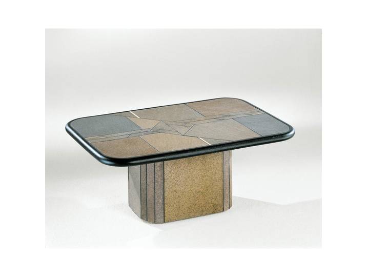 Venjakob Couchtisch, Mehrfarbig, Schiefer, Metall, Stein, rechteckig, Säule, 80x48x120 cm, Goldenes M, höhenverstellbar, Wohnzimmer, Wohnzimmertische, Couchtische, Couchtische Metall