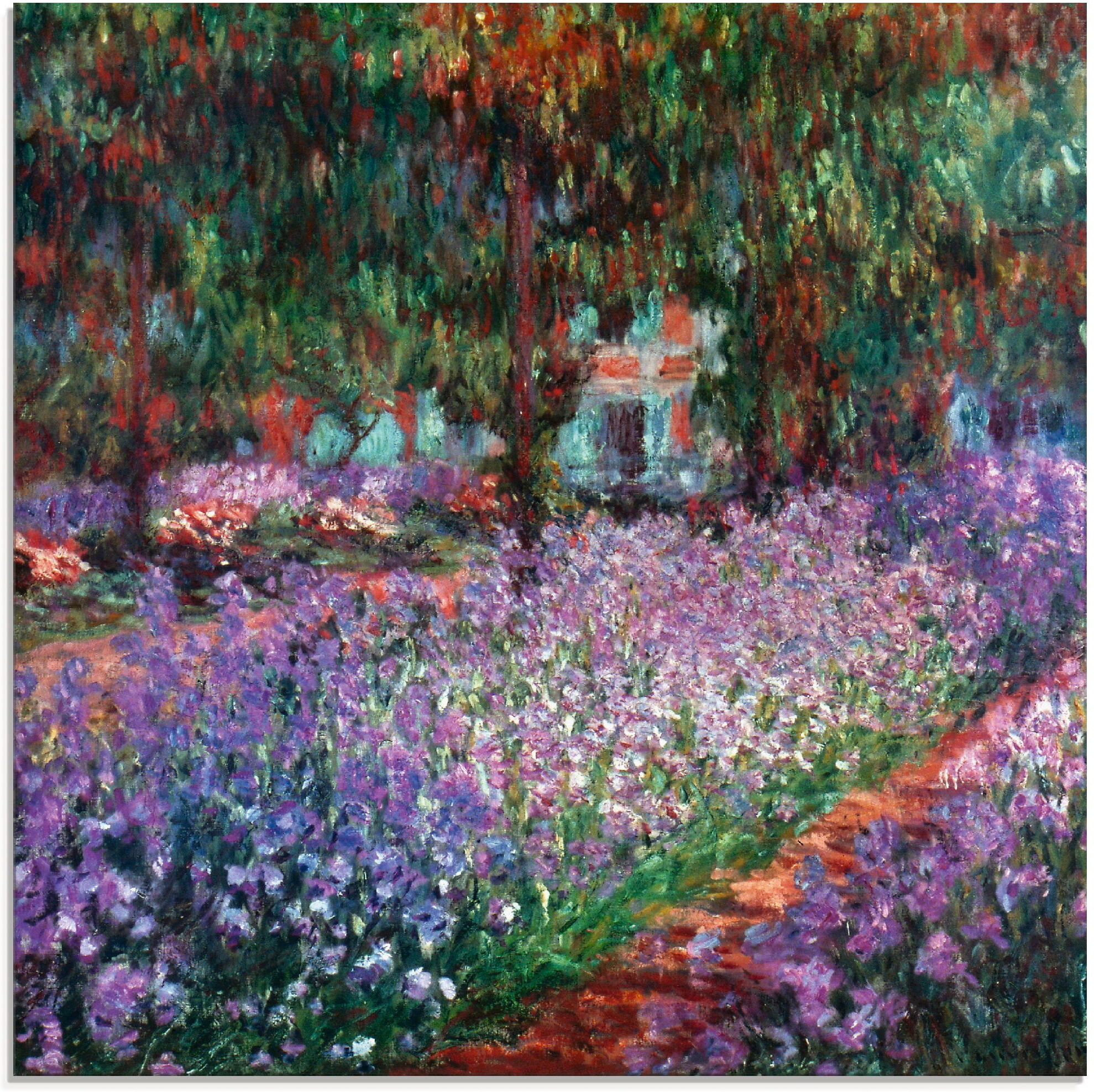 Glasbild ARTLAND "Der Garten des Künstlers bei Giverny", lila (farbe bild(er): lila), B:30cm H:30cm, Bilder, in verschiedenen Größen
