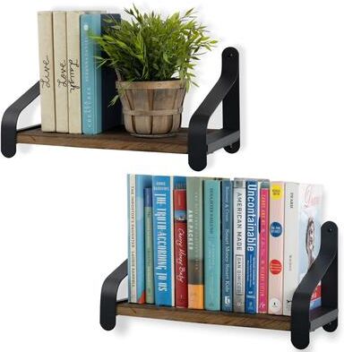 Rustic State Reclaimed Wood Shelf With Iron Bracket 16 Inch