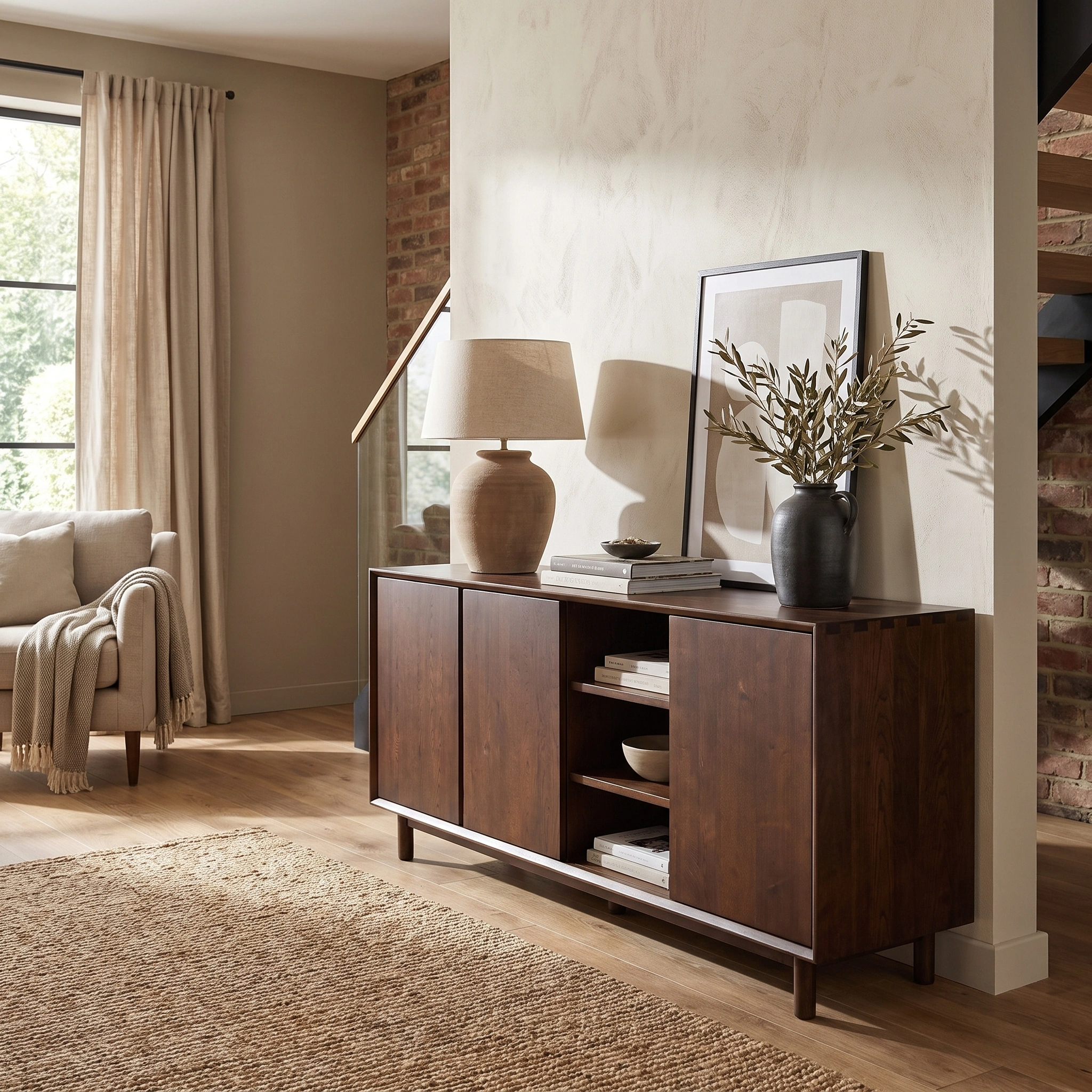 Harbour Lifestyle Oslo 3 Door Sideboard with Shelves in Walnut